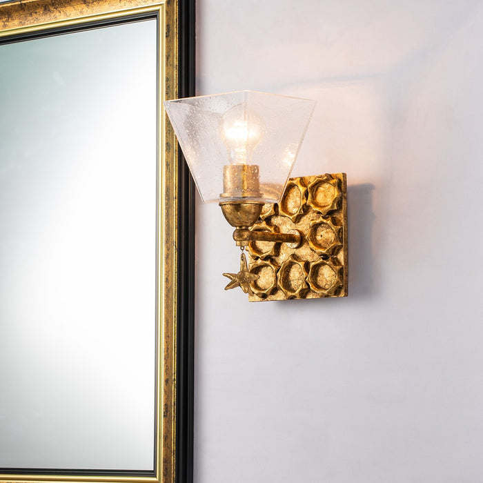 Lucas + McKearn BB1002G-1 One Light Wall Sconce, Gold Leaf