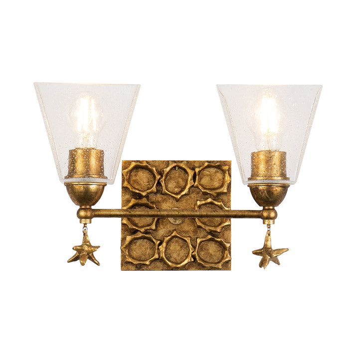 Lucas + McKearn BB1002G-2 Two Light Vanity, Gold Leaf