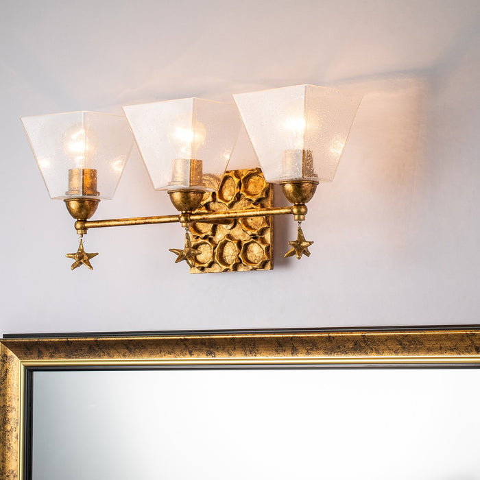 Lucas + McKearn BB1002G-3 Three Light Vanity, Gold Leaf