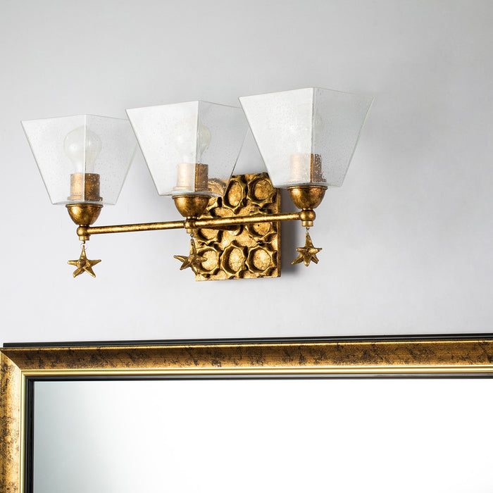 Lucas + McKearn BB1002G-3 Three Light Vanity, Gold Leaf