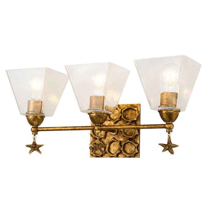 Lucas + McKearn BB1002G-3 Three Light Vanity, Gold Leaf