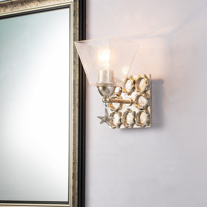 Lucas + McKearn BB1002S-1 One Light Wall Sconce, Silver Leaf