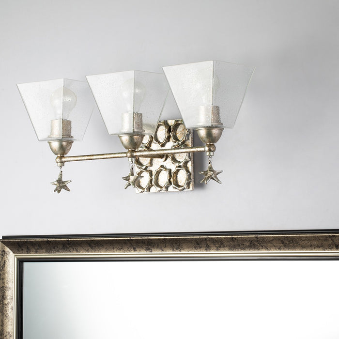Lucas + McKearn BB1002S-3 Three Light Vanity, Silver Leaf