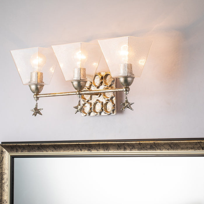 Lucas + McKearn BB1002S-3 Three Light Vanity, Silver Leaf