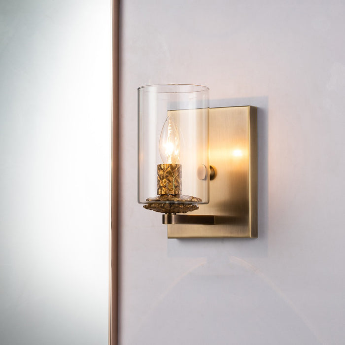 Lucas + McKearn BB1003ATB-1 One Light Wall Sconce, Antique Brass