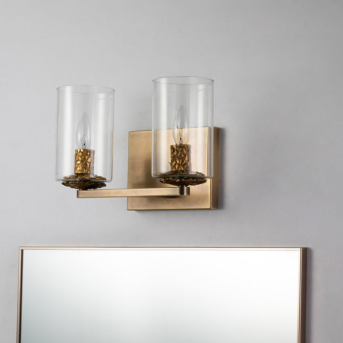 Lucas + McKearn BB1003ATB-2 Two Light Vanity, Antique Brass