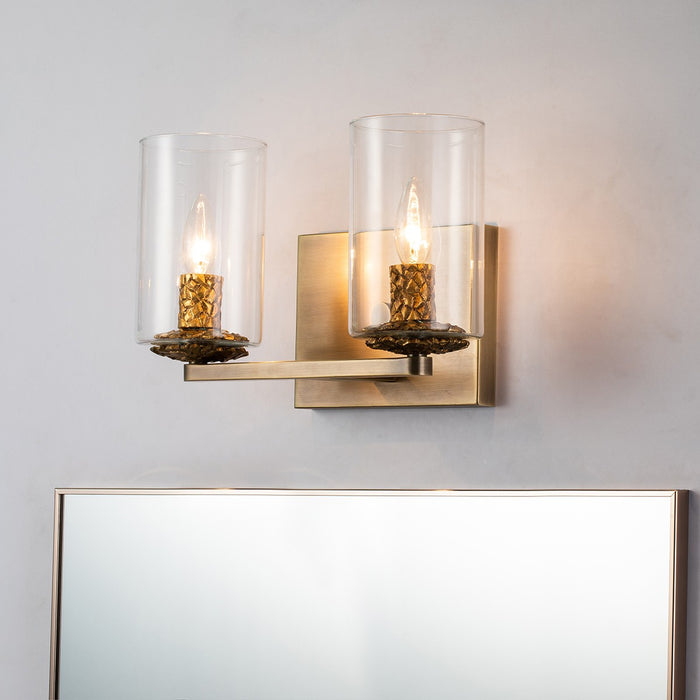 Lucas + McKearn BB1003ATB-2 Two Light Vanity, Antique Brass