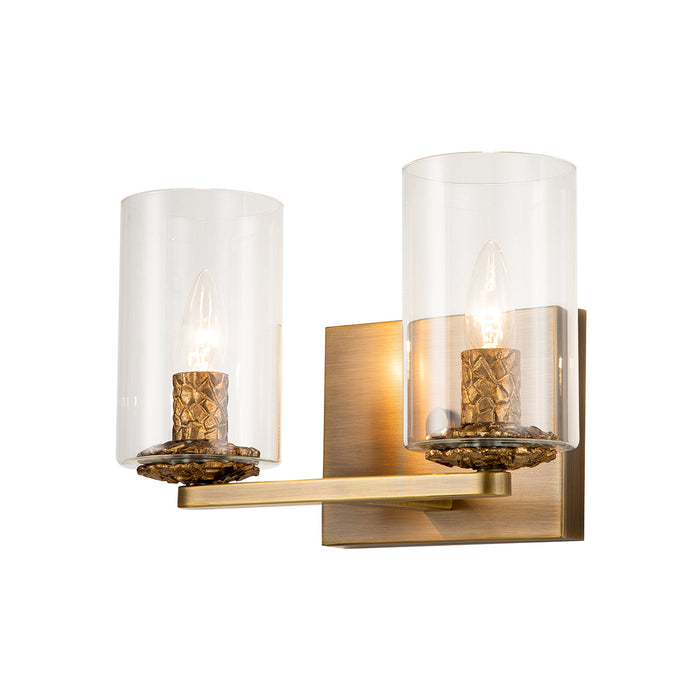 Lucas + McKearn BB1003ATB-2 Two Light Vanity, Antique Brass