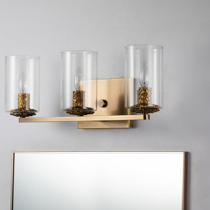 Lucas + McKearn BB1003ATB-3 Three Light Vanity, Antique Brass