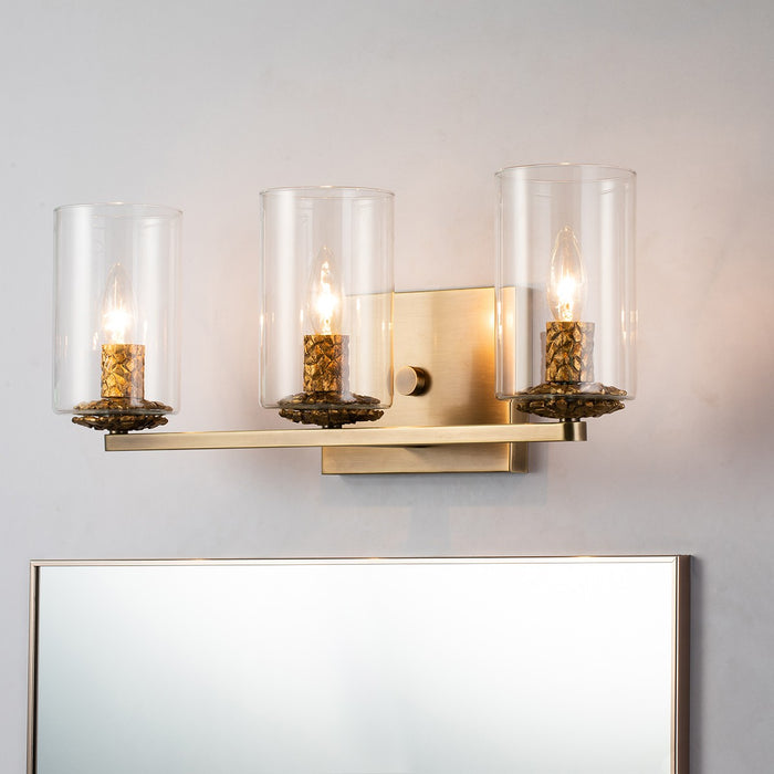 Lucas + McKearn BB1003ATB-3 Three Light Vanity, Antique Brass