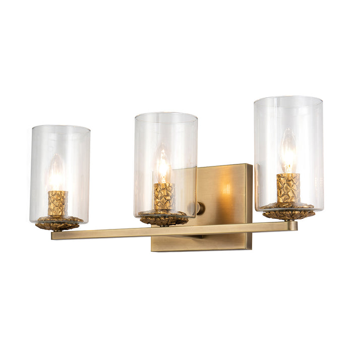 Lucas + McKearn BB1003ATB-3 Three Light Vanity, Antique Brass