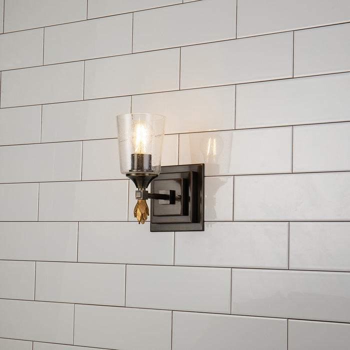 Lucas + McKearn BB1022DB-1-F1G One Light Wall Sconce, Dark Bronze