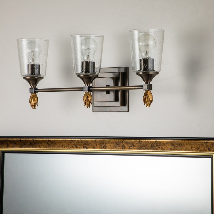 Lucas + McKearn BB1022DB-3-F1G Three Light Vanity, Dark Bronze