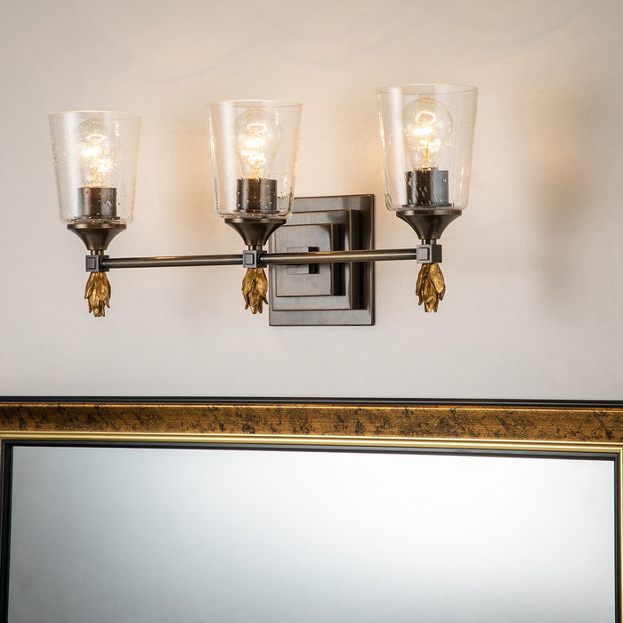 Lucas + McKearn BB1022DB-3-F1G Three Light Vanity, Dark Bronze
