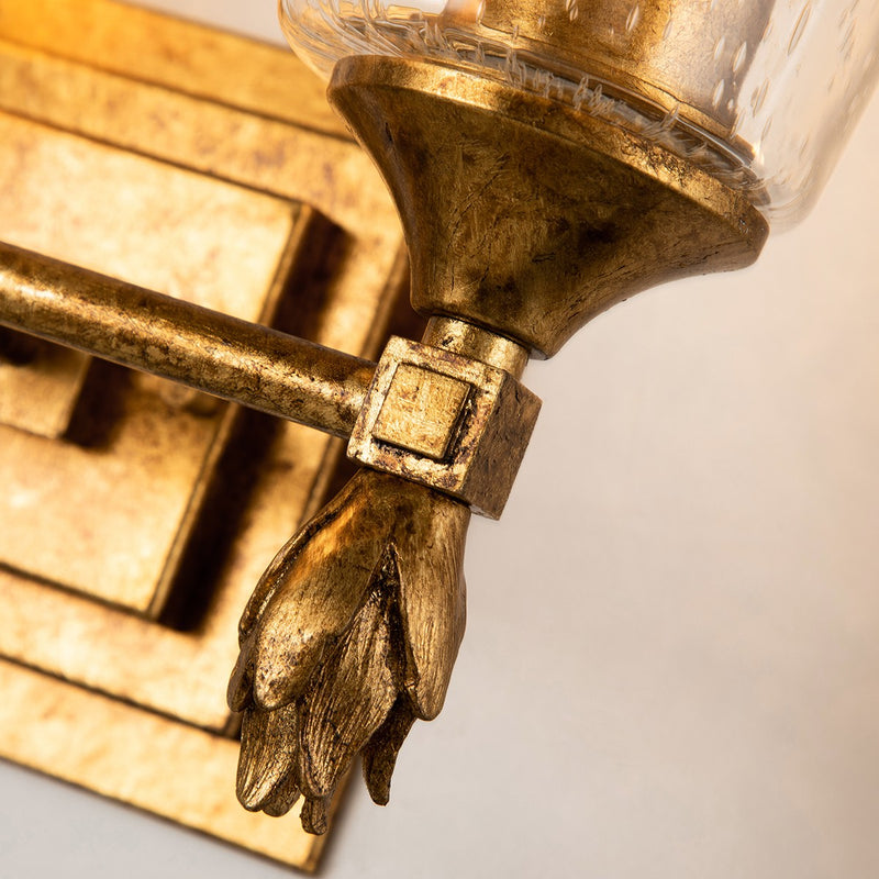 Lucas + McKearn BB1022G-2-F1G Two Light Vanity, Gold Leaf