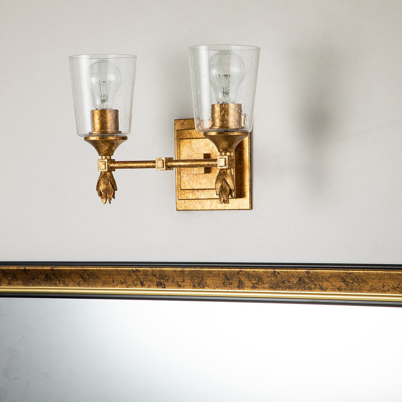 Lucas + McKearn BB1022G-2-F1G Two Light Vanity, Gold Leaf