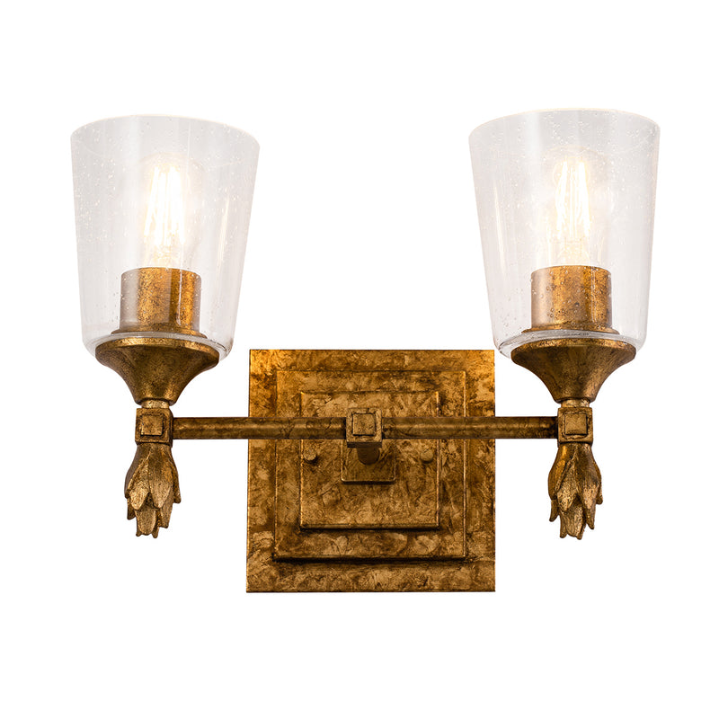 Lucas + McKearn BB1022G-2-F1G Two Light Vanity, Gold Leaf