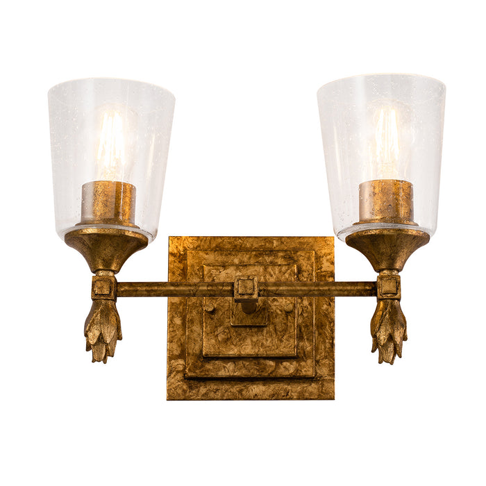 Lucas + McKearn BB1022G-2-F1G Two Light Vanity, Gold Leaf