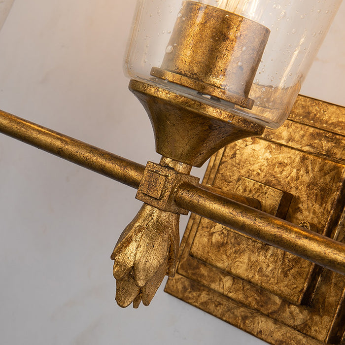 Lucas + McKearn BB1022G-3-F1G Three Light Vanity, Gold Leaf