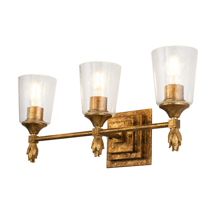 Lucas + McKearn BB1022G-3-F1G Three Light Vanity, Gold Leaf