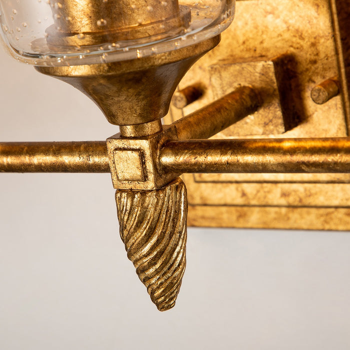 Lucas + McKearn BB1022G-3-F2G Three Light Vanity, Gold Leaf