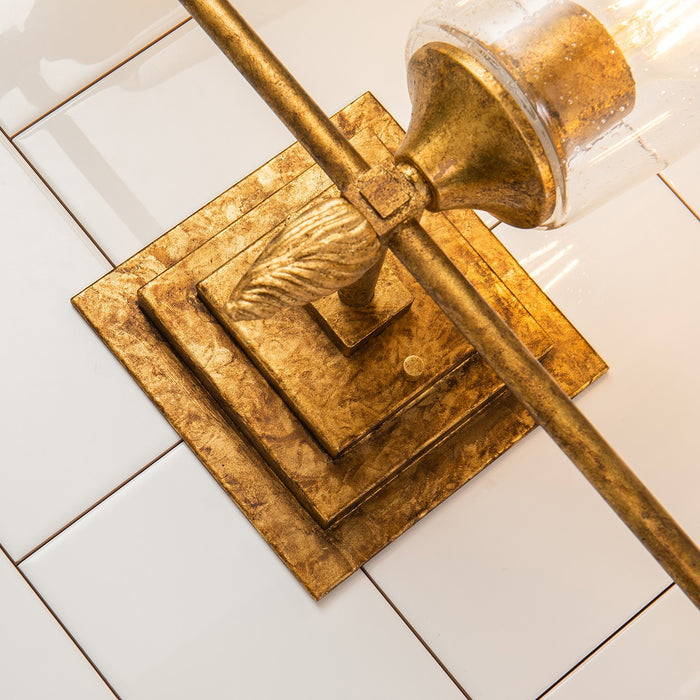 Lucas + McKearn BB1022G-3-F2G Three Light Vanity, Gold Leaf