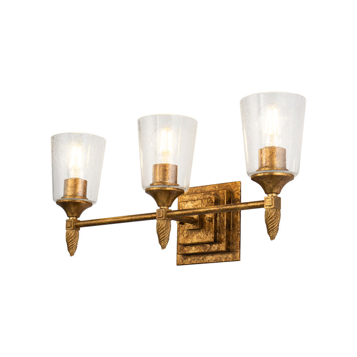 Lucas + McKearn BB1022G-3-F2G Three Light Vanity, Gold Leaf