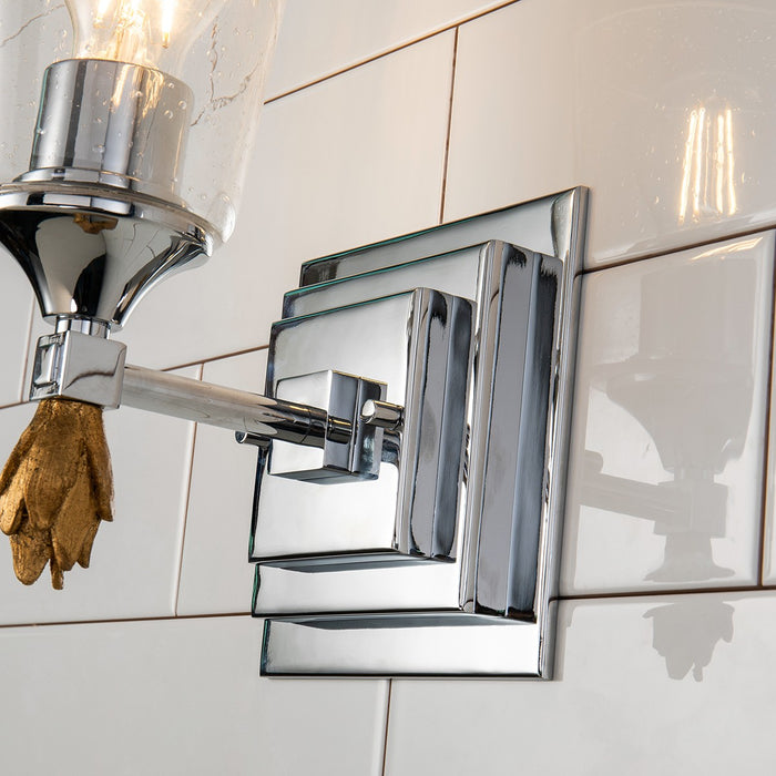 Lucas + McKearn BB1022PC-1-F1G One Light Wall Sconce, Polished Chrome