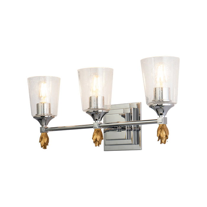 Lucas + McKearn BB1022PC-3-F1G Three Light Vanity, Polished Chrome