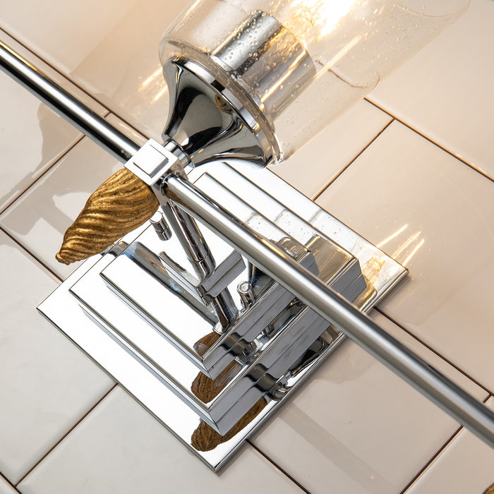 Lucas + McKearn BB1022PC-3-F2G Three Light Vanity, Polished Chrome