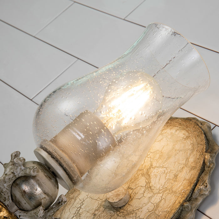 Lucas + McKearn BB1238-1 One Light Wall Sconce, Hand-Painted W/Putty Patina/Silver Leaf Orb