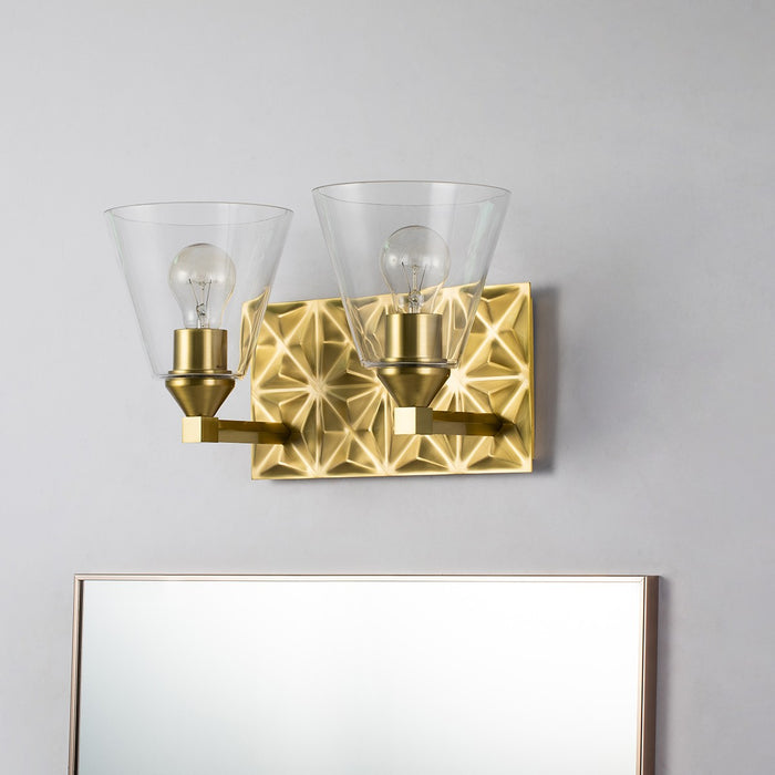 Lucas + McKearn BB1302AGB-2 Two Light Vanity, Aged Brass