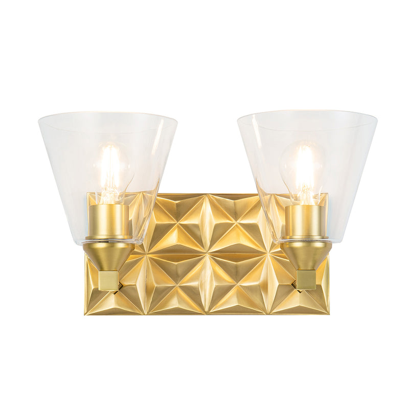 Lucas + McKearn BB1302AGB-2 Two Light Vanity, Aged Brass