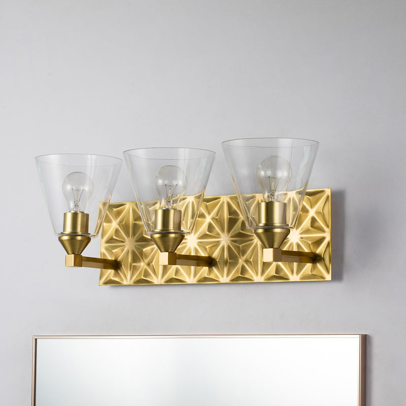 Lucas + McKearn BB1302AGB-3 Three Light Vanity, Aged Brass
