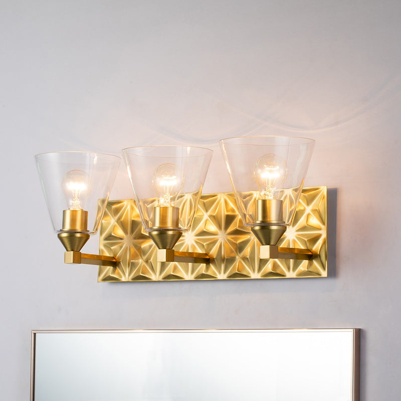 Lucas + McKearn BB1302AGB-3 Three Light Vanity, Aged Brass