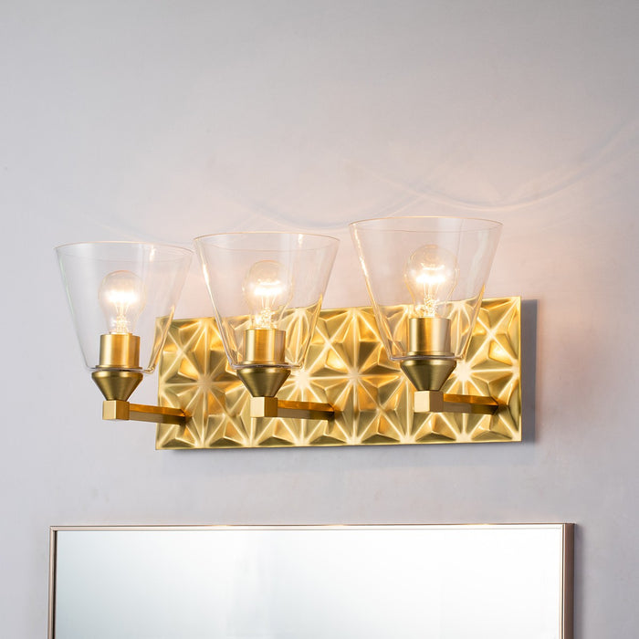 Lucas + McKearn BB1302AGB-3 Three Light Vanity, Aged Brass