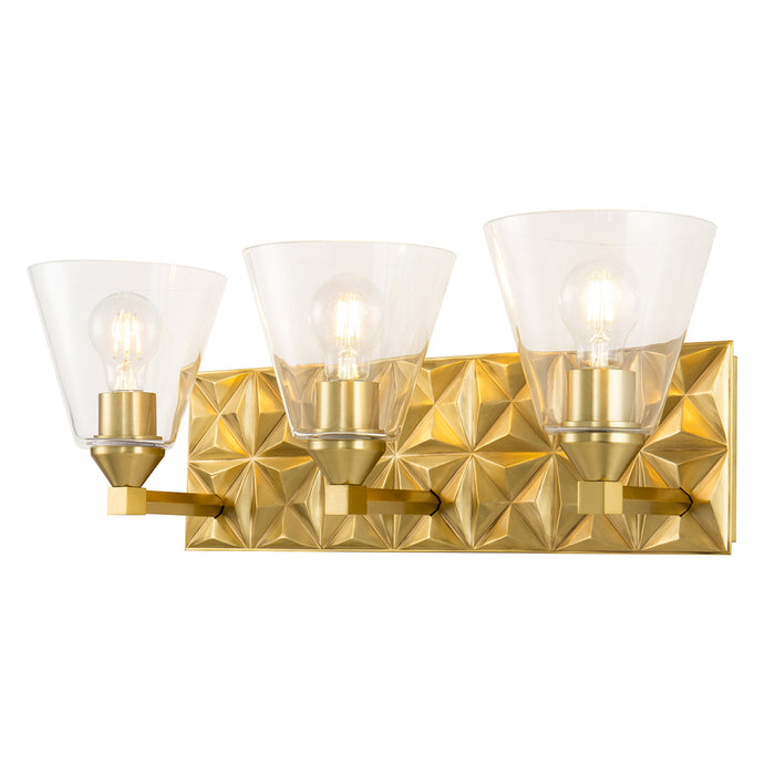 Lucas + McKearn BB1302AGB-3 Three Light Vanity, Aged Brass