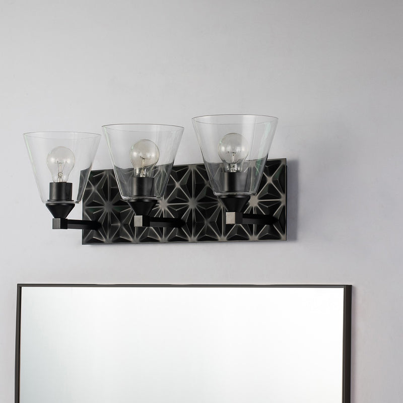 Lucas + McKearn BB1302MB-3 Three Light Vanity, Matte Black