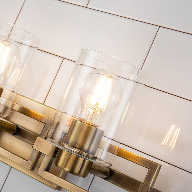 Lucas + McKearn BB90117ATB-3 Three Light Vanity, Antique Brass