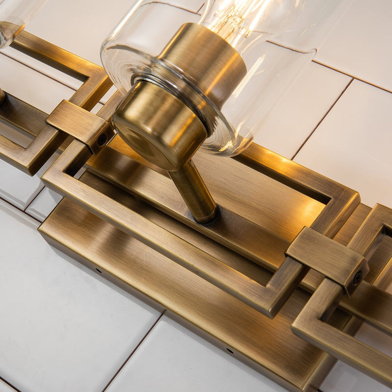 Lucas + McKearn BB90117ATB-3 Three Light Vanity, Antique Brass