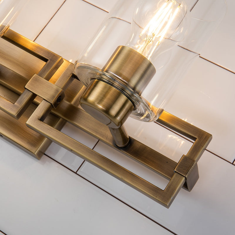 Lucas + McKearn BB90117ATB-3 Three Light Vanity, Antique Brass