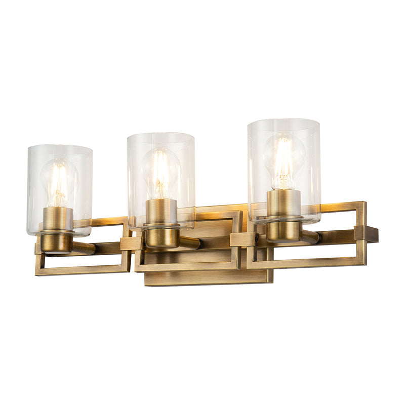 Lucas + McKearn BB90117ATB-3 Three Light Vanity, Antique Brass