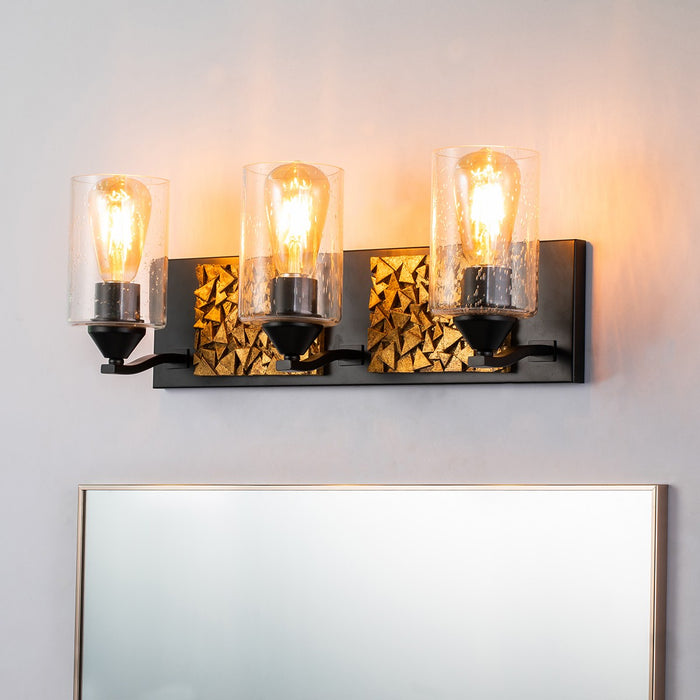 Lucas + McKearn BB90586MB-3B1G Three Light Vanity, Matte Black