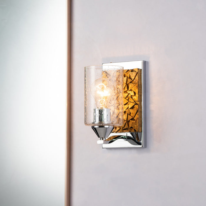 Lucas + McKearn BB90586PC-1B1G One Light Wall Sconce, Polished Chrome