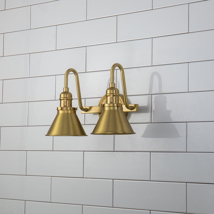 Lucas + McKearn BB90684AGB-2 Two Light Vanity, Aged Brass