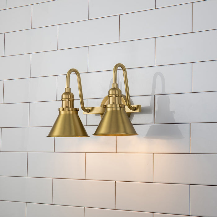 Lucas + McKearn BB90684AGB-2 Two Light Vanity, Aged Brass