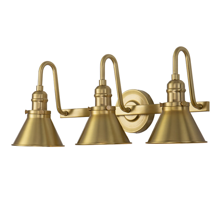 Lucas + McKearn BB90684AGB-3 Three Light Vanity, Aged Brass