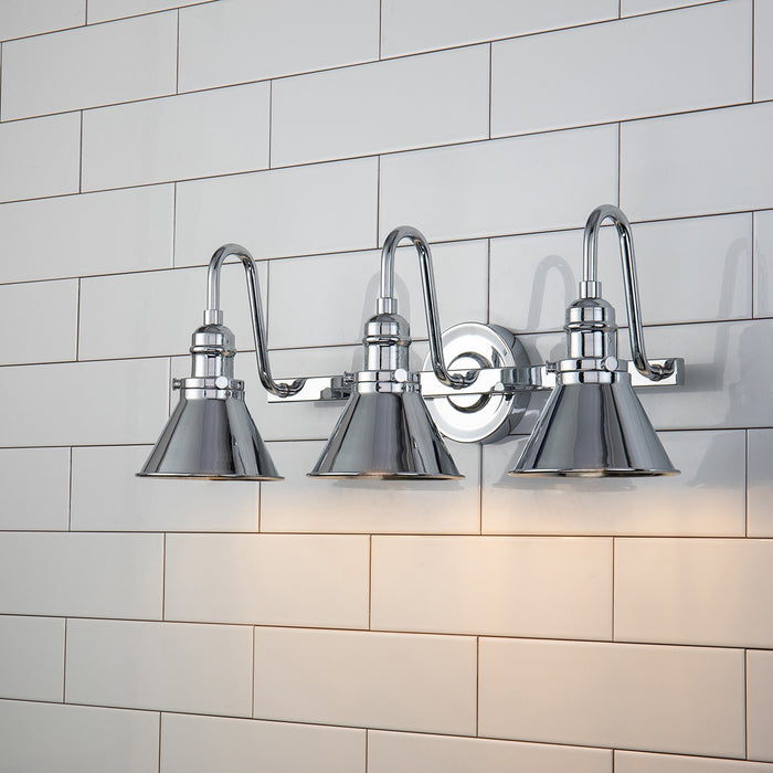 Lucas + McKearn BB90684PC-3 Three Light Vanity, Polished Chrome