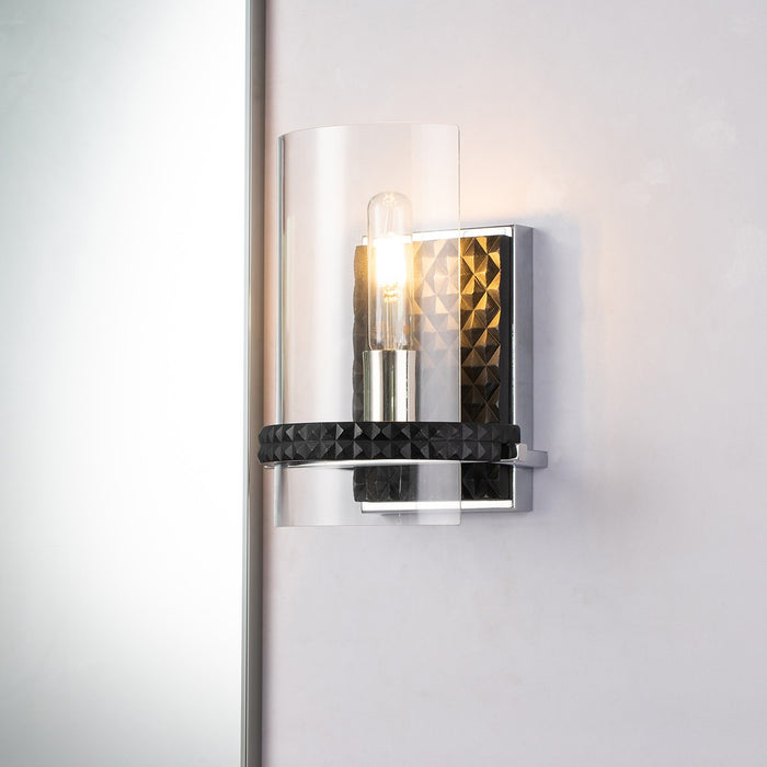 Lucas + McKearn BB91598-1 One Light Wall Sconce, Matte Black/Polished Chrome