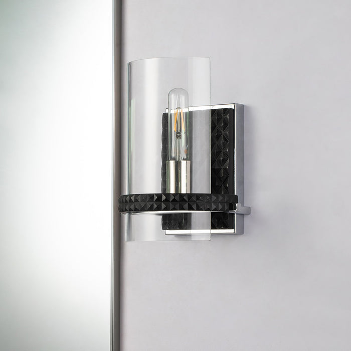 Lucas + McKearn BB91598-1 One Light Wall Sconce, Matte Black/Polished Chrome